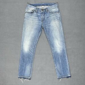 NSF Straight Slouch Jean Women's 26 Blue Denim 100% Cotton Distressed Button Fly